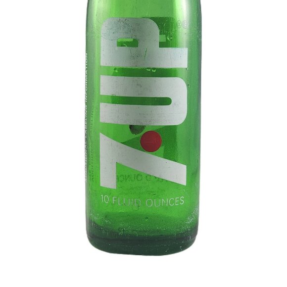 Vintage 7UP Bottle 10 oz Collectable Retro Green Glass Soda Bottle Large 6" - Picture 4 of 6